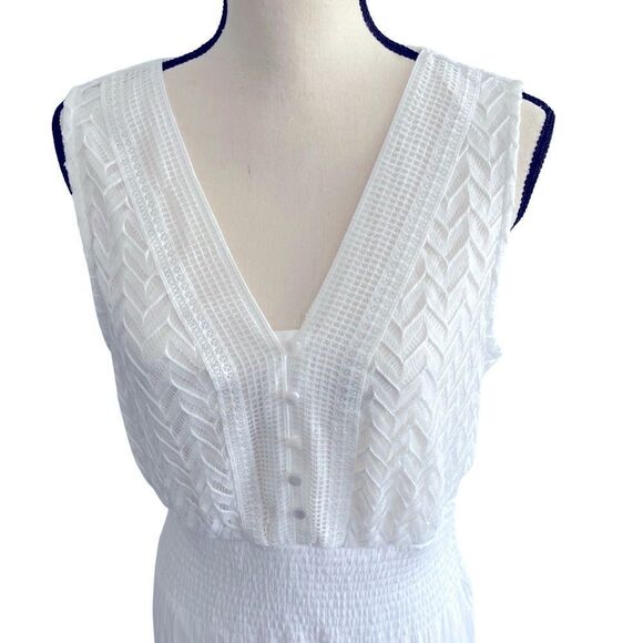 J Gee White Midi Peasant Dress, tired Lace Bodice Boho Size:XL Color: White - Picture 3 of 9